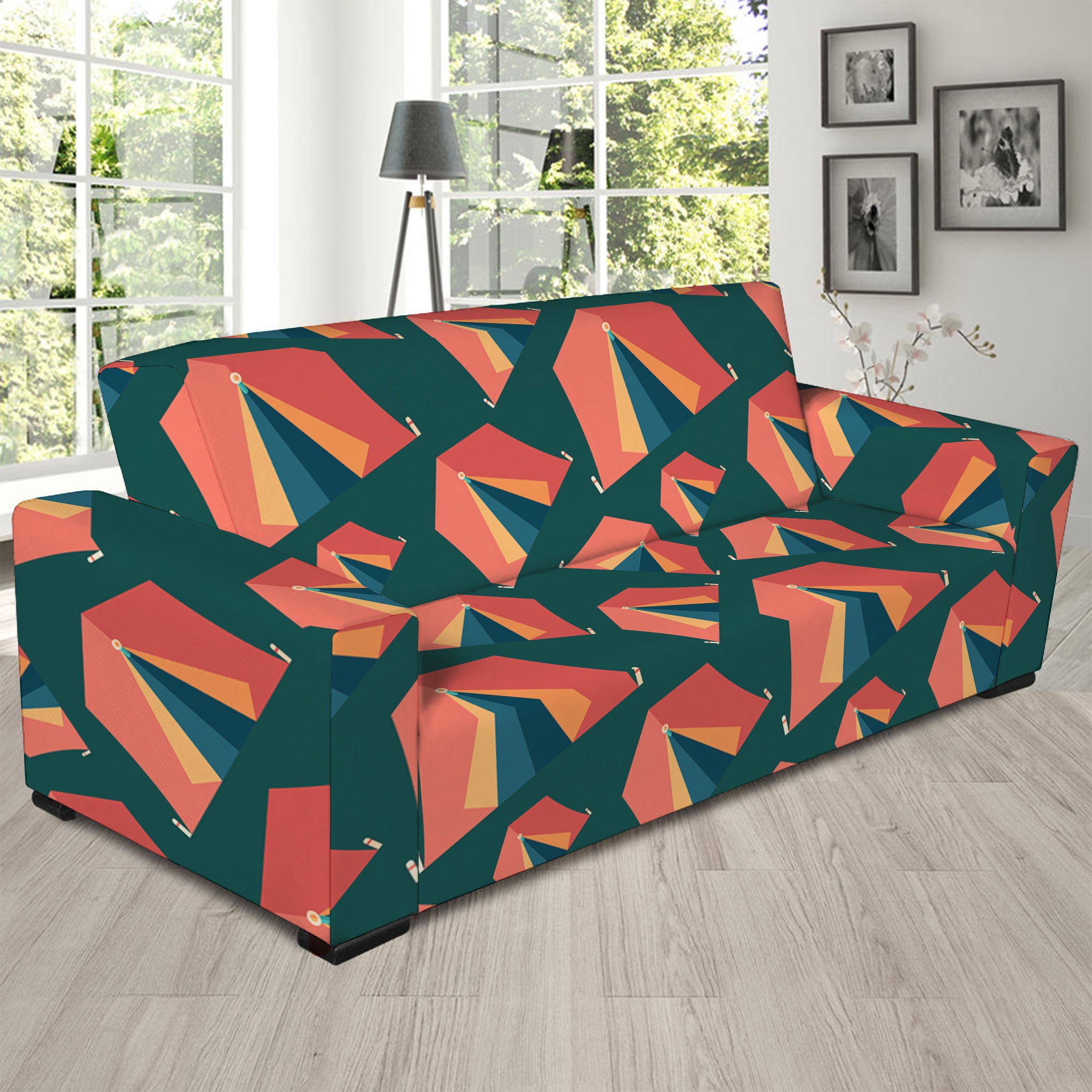 Camping Tent Pattern Print Sofa Slipcover