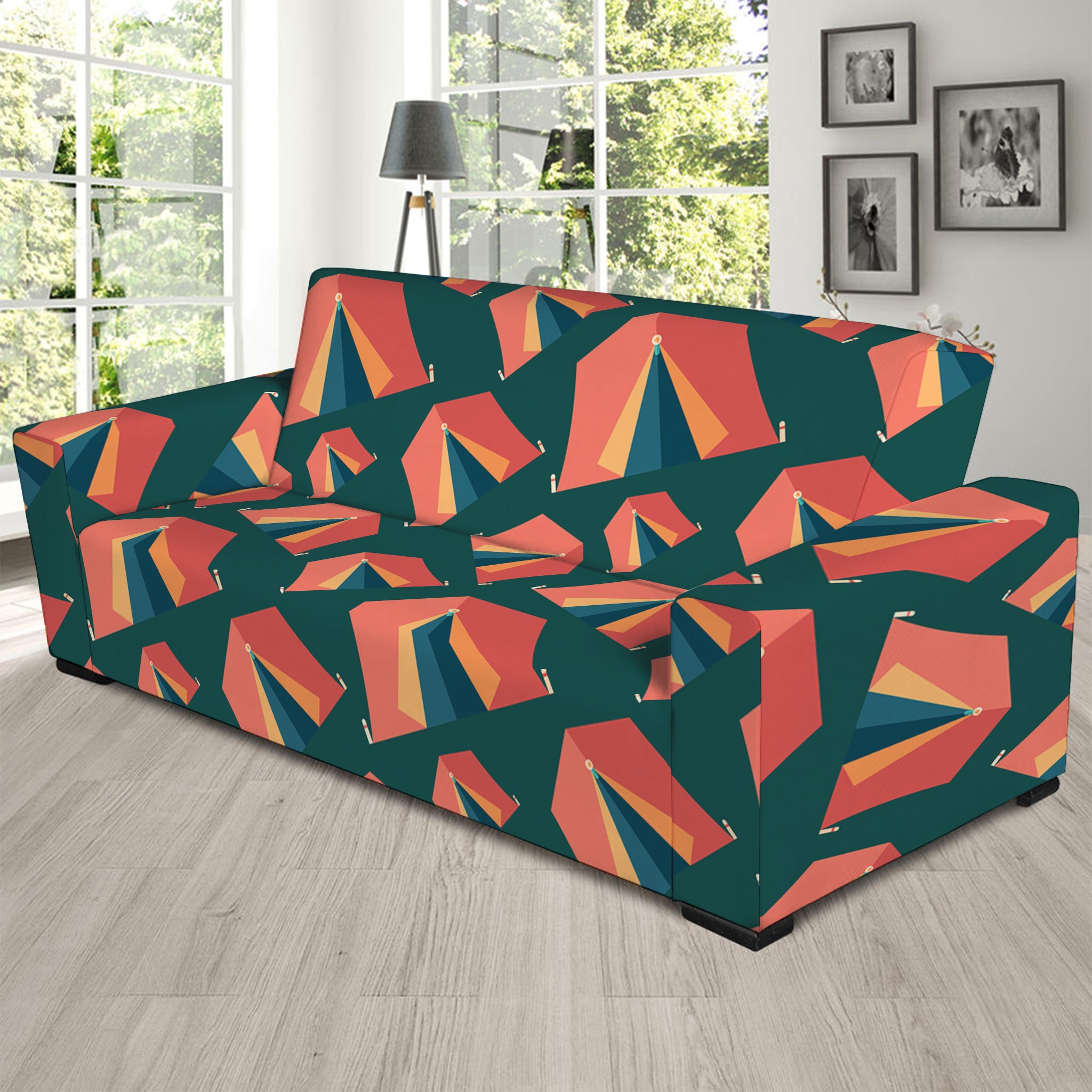 Camping Tent Pattern Print Sofa Slipcover