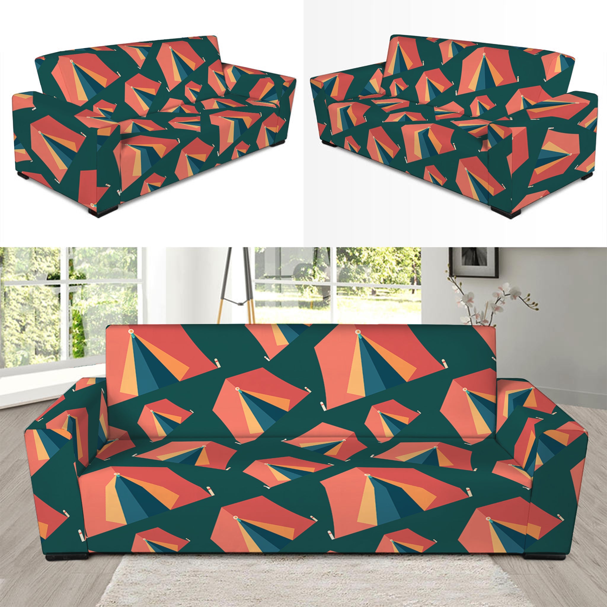 Camping Tent Pattern Print Sofa Slipcover