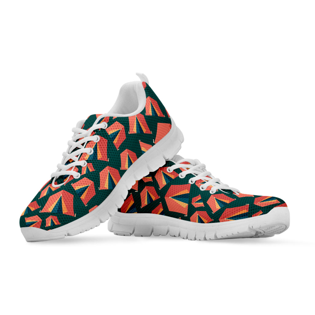 Camping Tent Pattern Print White Sneakers