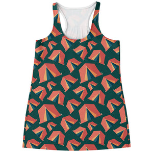 Camping Tent Pattern Print Women's Racerback Tank Top