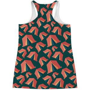 Camping Tent Pattern Print Women's Racerback Tank Top