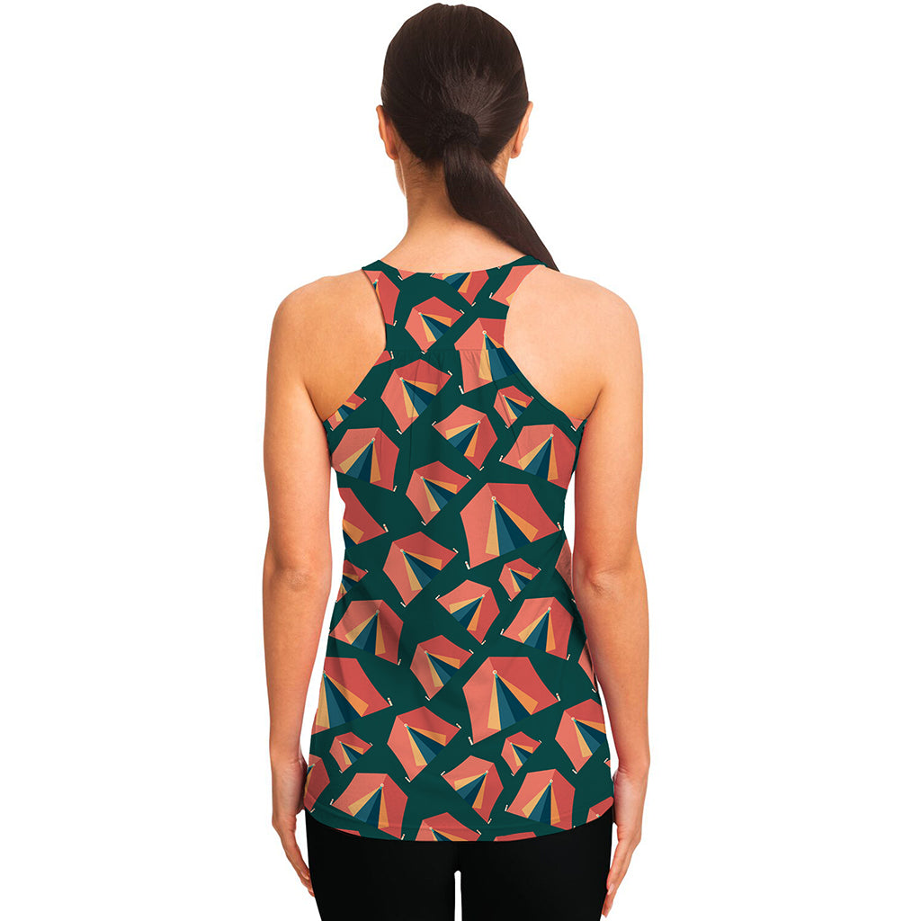 Camping Tent Pattern Print Women's Racerback Tank Top