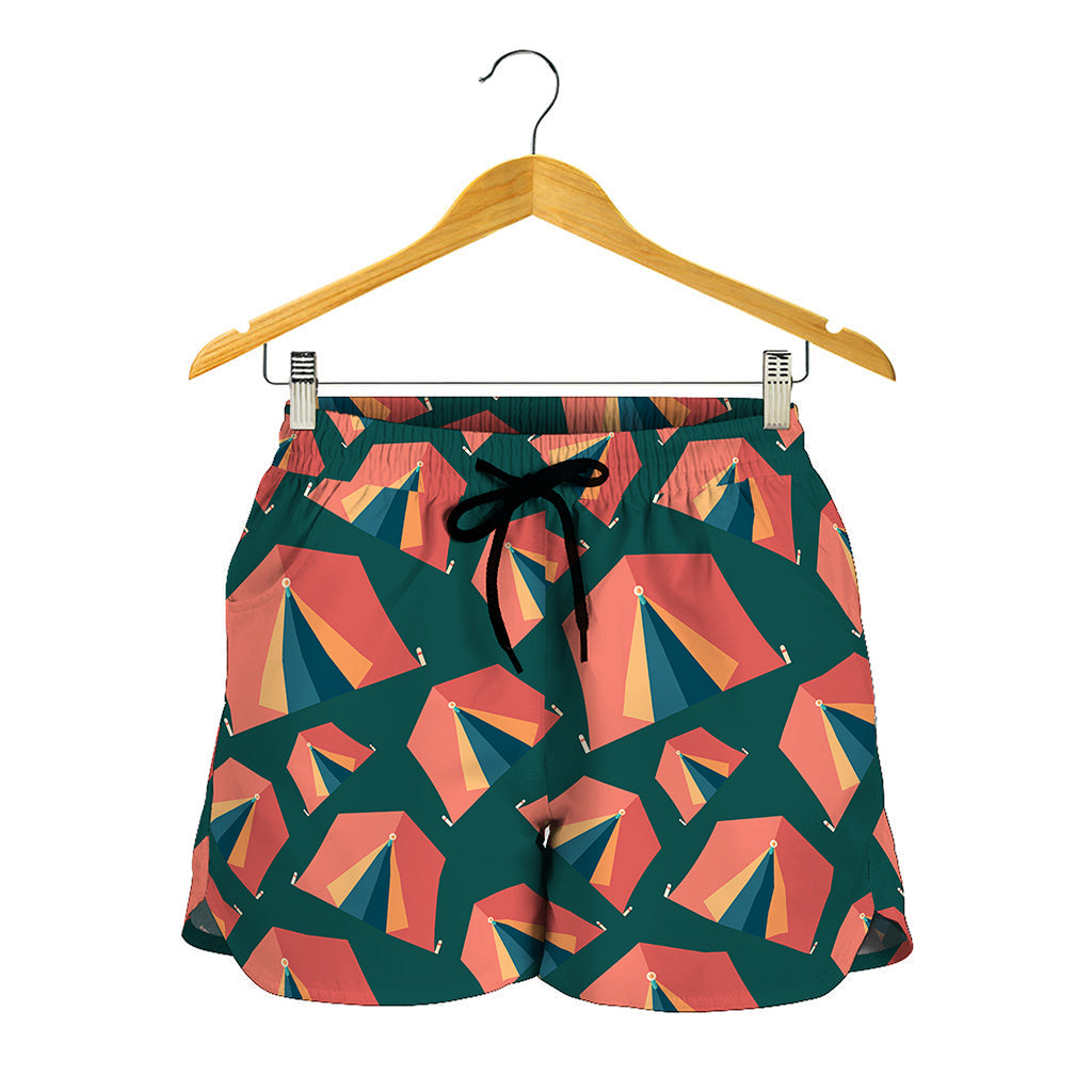 Camping Tent Pattern Print Women's Shorts