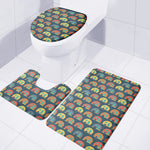 Camping Van Pattern Print 3 Piece Bath Mat Set