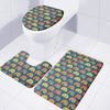 Camping Van Pattern Print 3 Piece Bath Mat Set