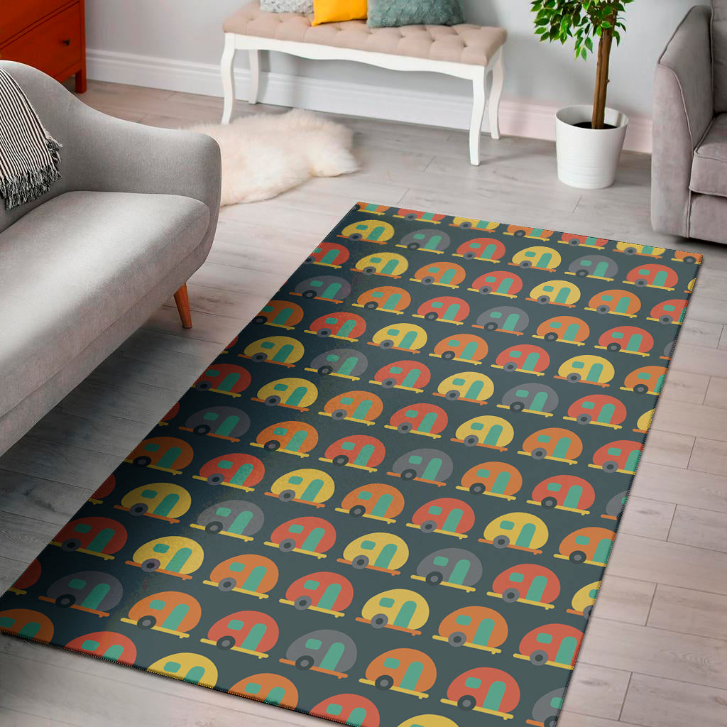 Camping Van Pattern Print Area Rug