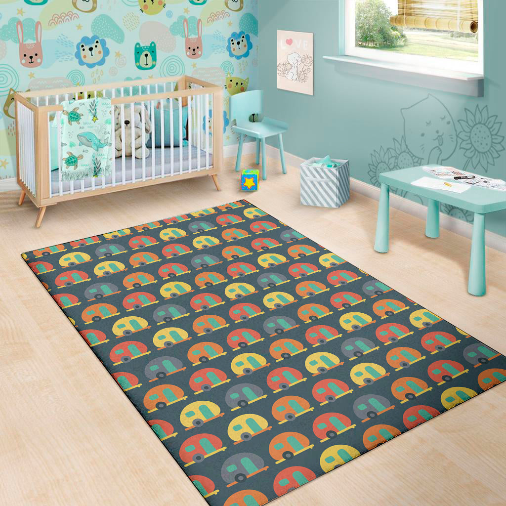 Camping Van Pattern Print Area Rug