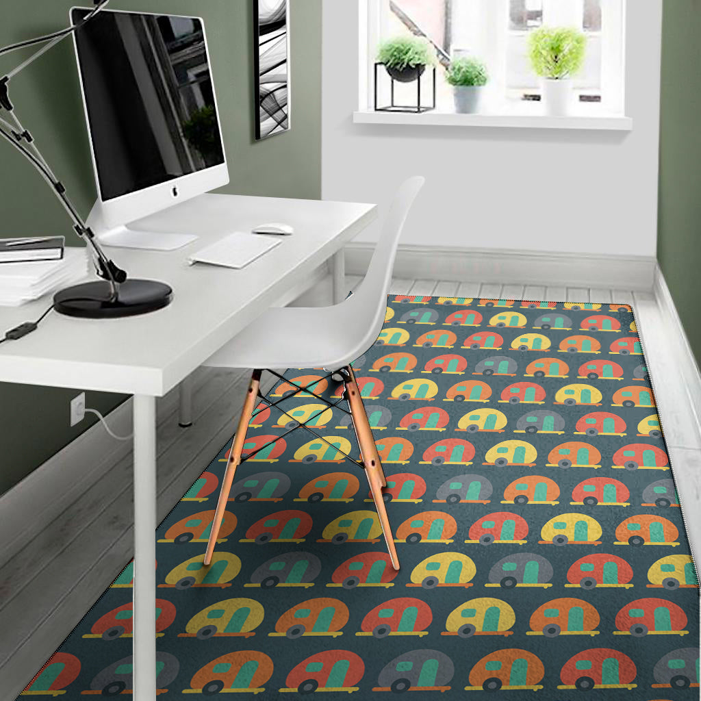 Camping Van Pattern Print Area Rug