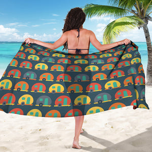 Camping Van Pattern Print Beach Sarong Wrap