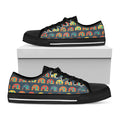 Camping Van Pattern Print Black Low Top Sneakers
