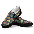 Camping Van Pattern Print Black Slip On Sneakers