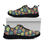 Camping Van Pattern Print Black Sneakers