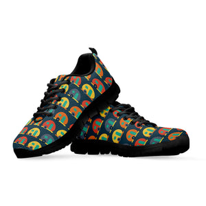 Camping Van Pattern Print Black Sneakers