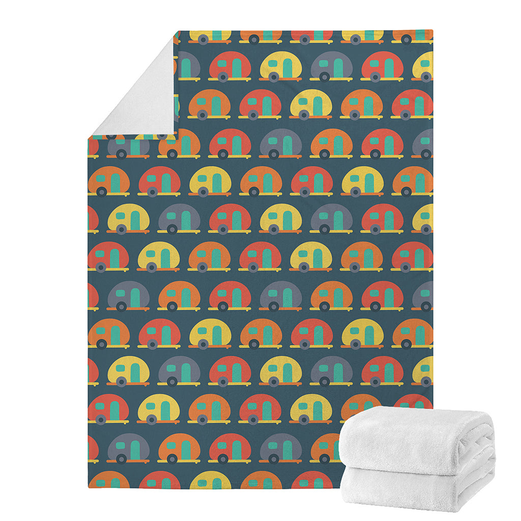 Camping Van Pattern Print Blanket