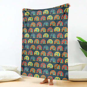 Camping Van Pattern Print Blanket