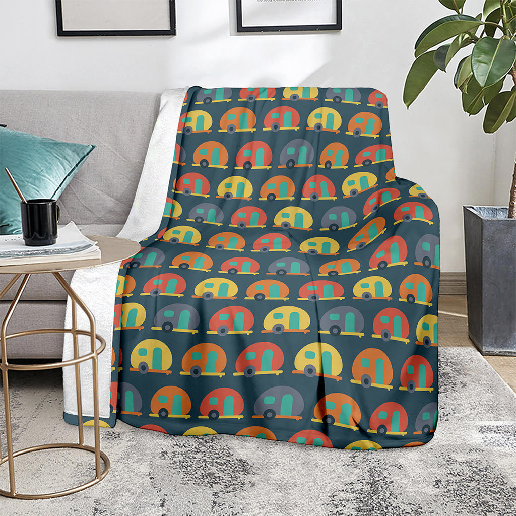 Camping Van Pattern Print Blanket