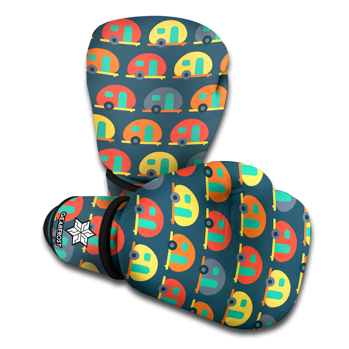 Camping Van Pattern Print Boxing Gloves