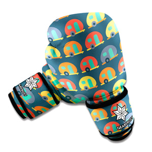 Camping Van Pattern Print Boxing Gloves