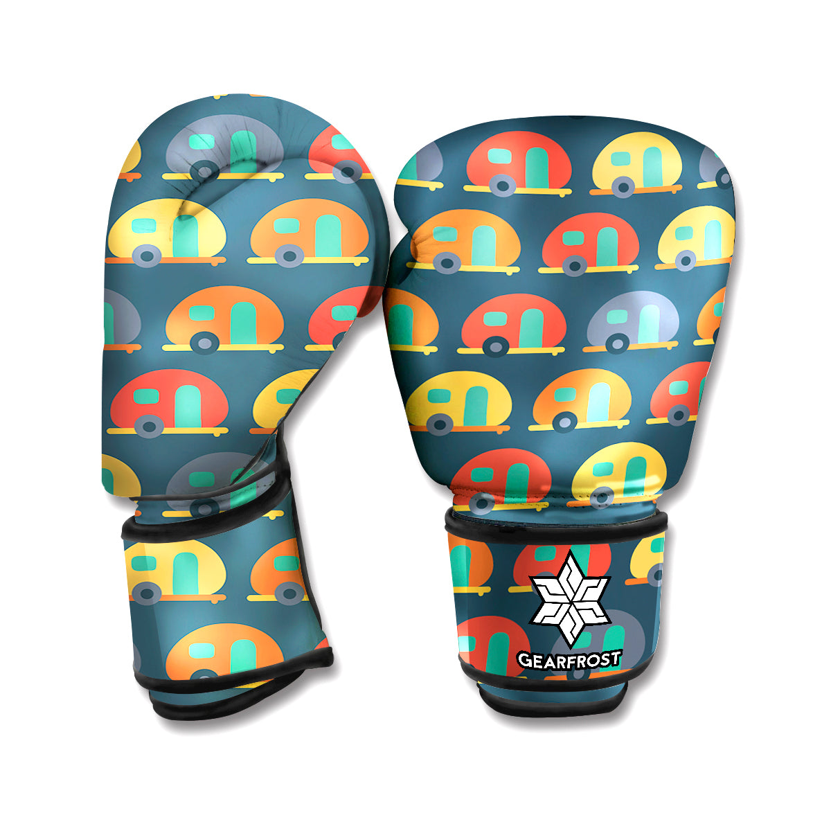 Camping Van Pattern Print Boxing Gloves