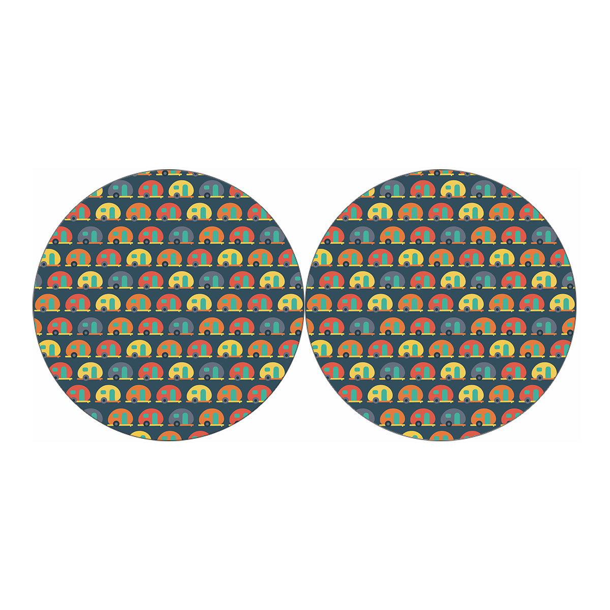 Camping Van Pattern Print Car Coasters