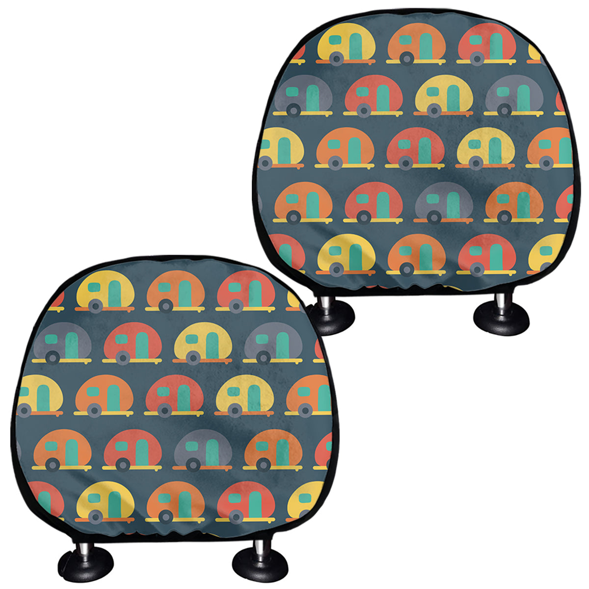 Camping Van Pattern Print Car Headrest Covers