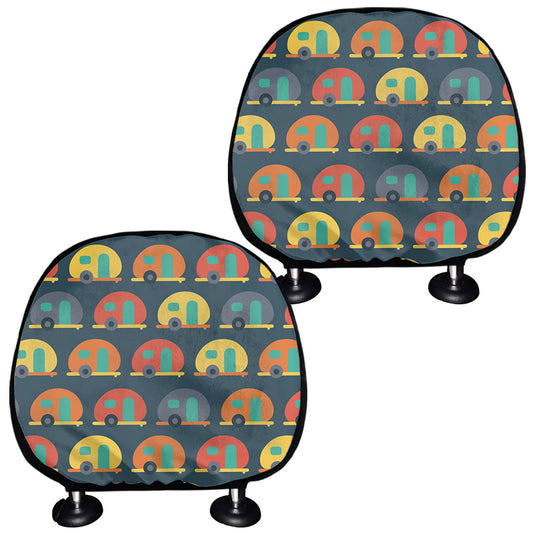 Camping Van Pattern Print Car Headrest Covers