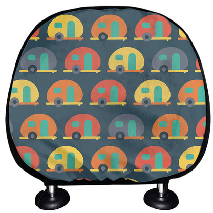 Camping Van Pattern Print Car Headrest Covers