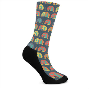 Camping Van Pattern Print Crew Socks