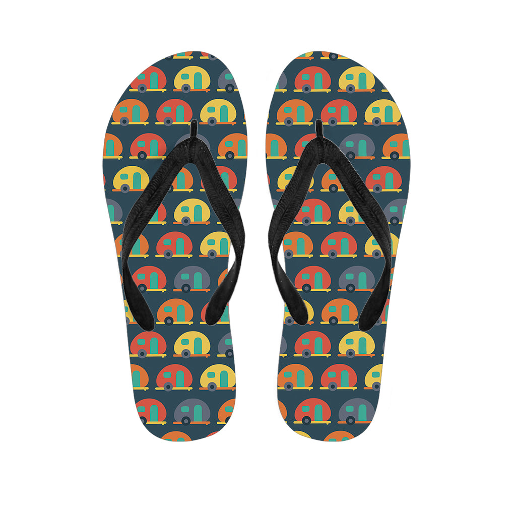 Camping Van Pattern Print Flip Flops