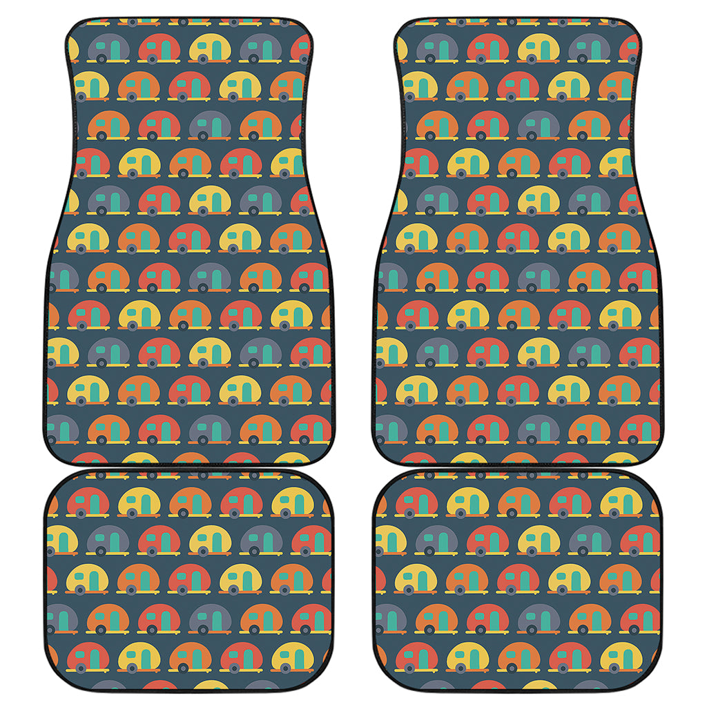 Camping Van Pattern Print Front and Back Car Floor Mats