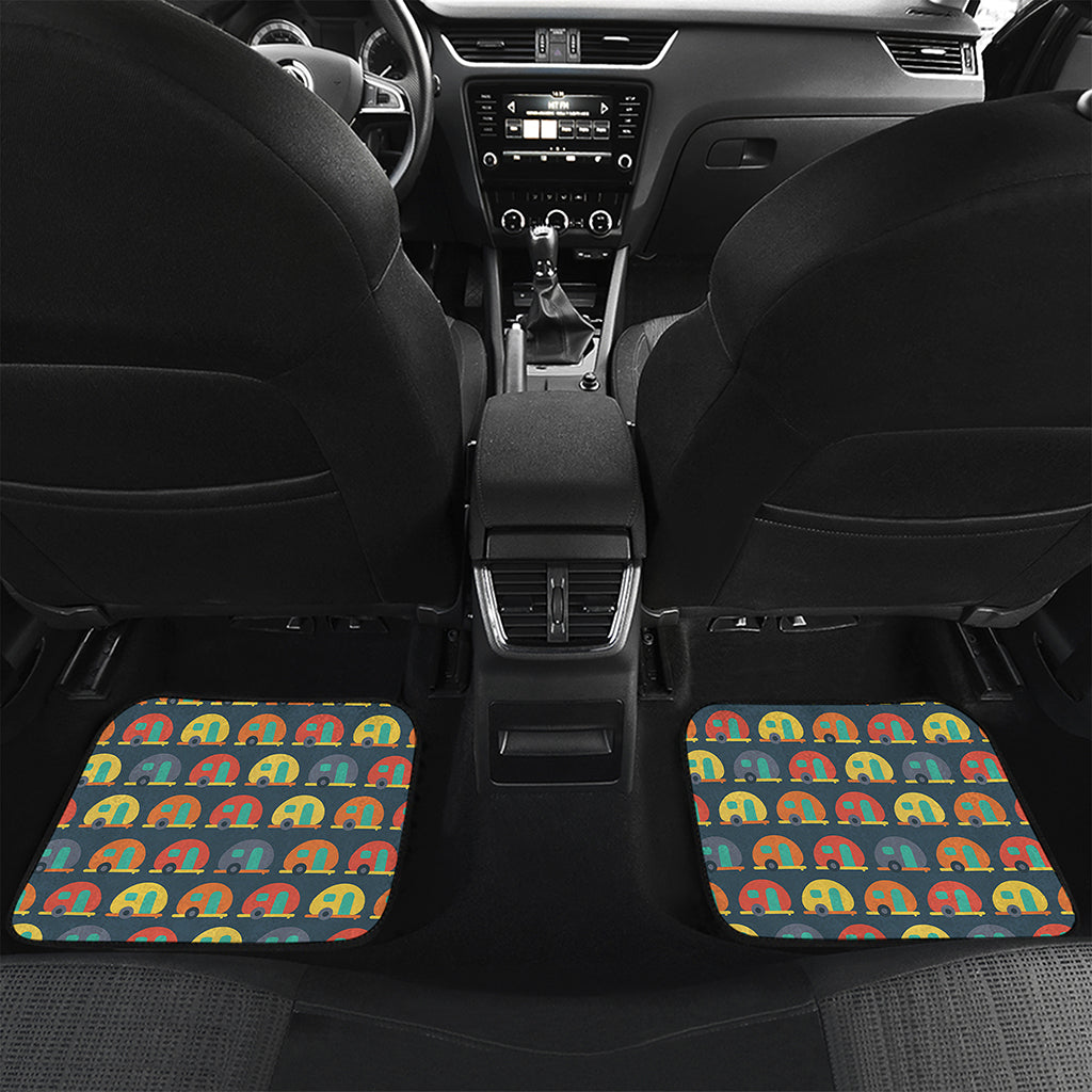 Camping Van Pattern Print Front and Back Car Floor Mats
