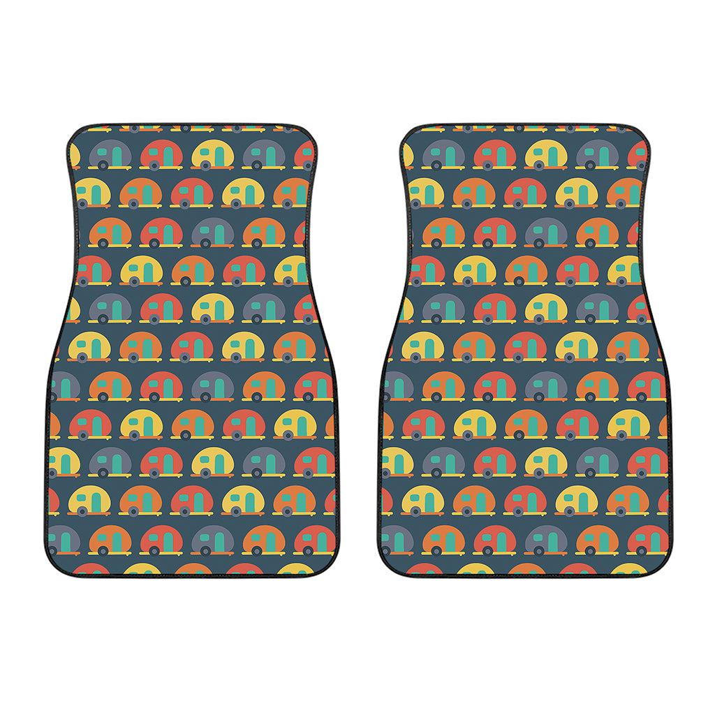 Camping Van Pattern Print Front Car Floor Mats