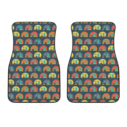 Camping Van Pattern Print Front Car Floor Mats