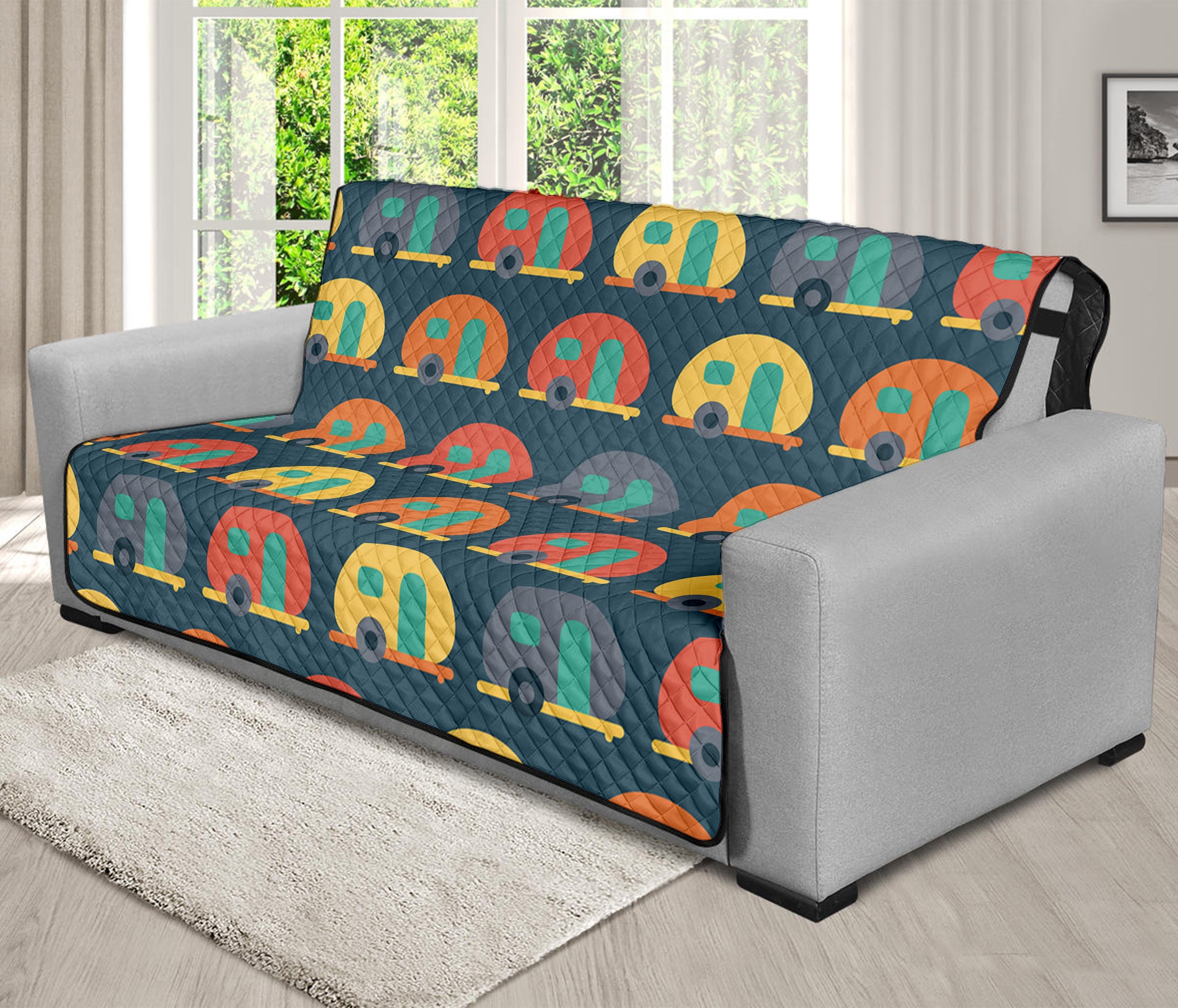 Camping Van Pattern Print Futon Protector