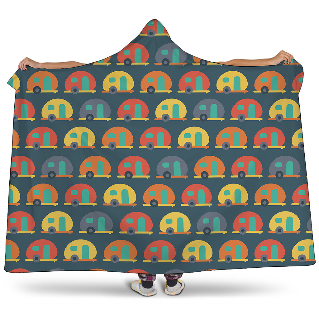 Camping Van Pattern Print Hooded Blanket