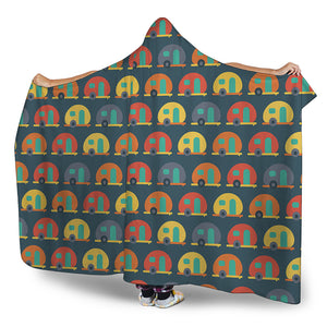 Camping Van Pattern Print Hooded Blanket