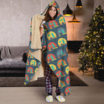 Camping Van Pattern Print Hooded Blanket