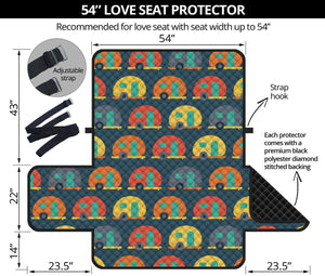 Camping Van Pattern Print Loveseat Protector