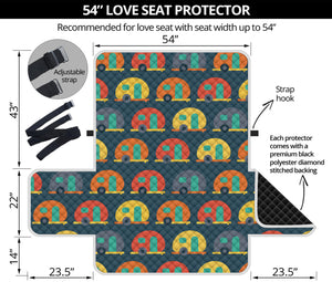 Camping Van Pattern Print Loveseat Protector