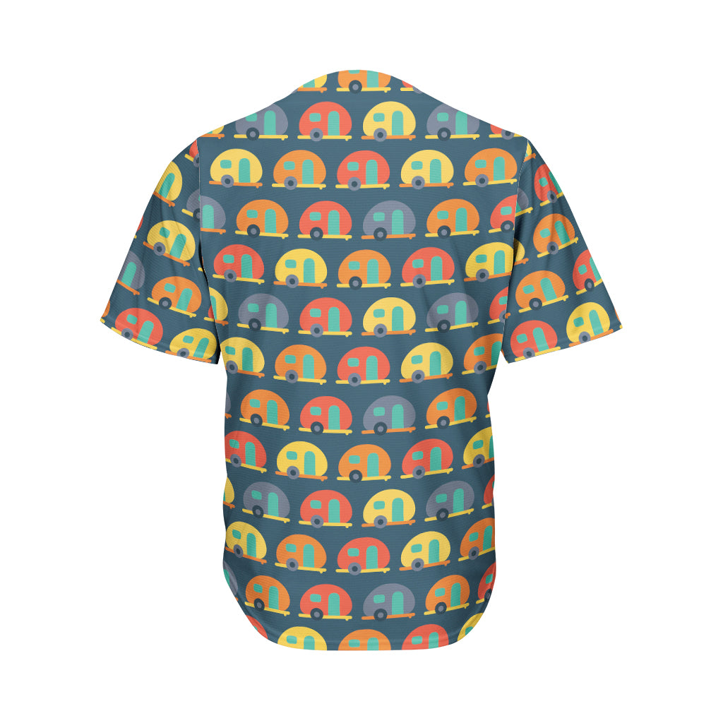 Camping Van Pattern Print Men's Baseball Jersey