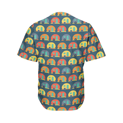 Camping Van Pattern Print Men's Baseball Jersey