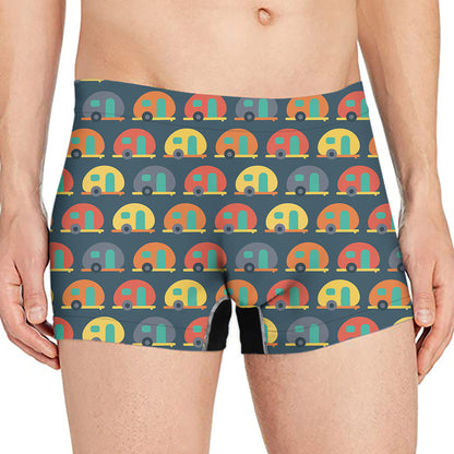 Camping Van Pattern Print Men's Boxer Briefs