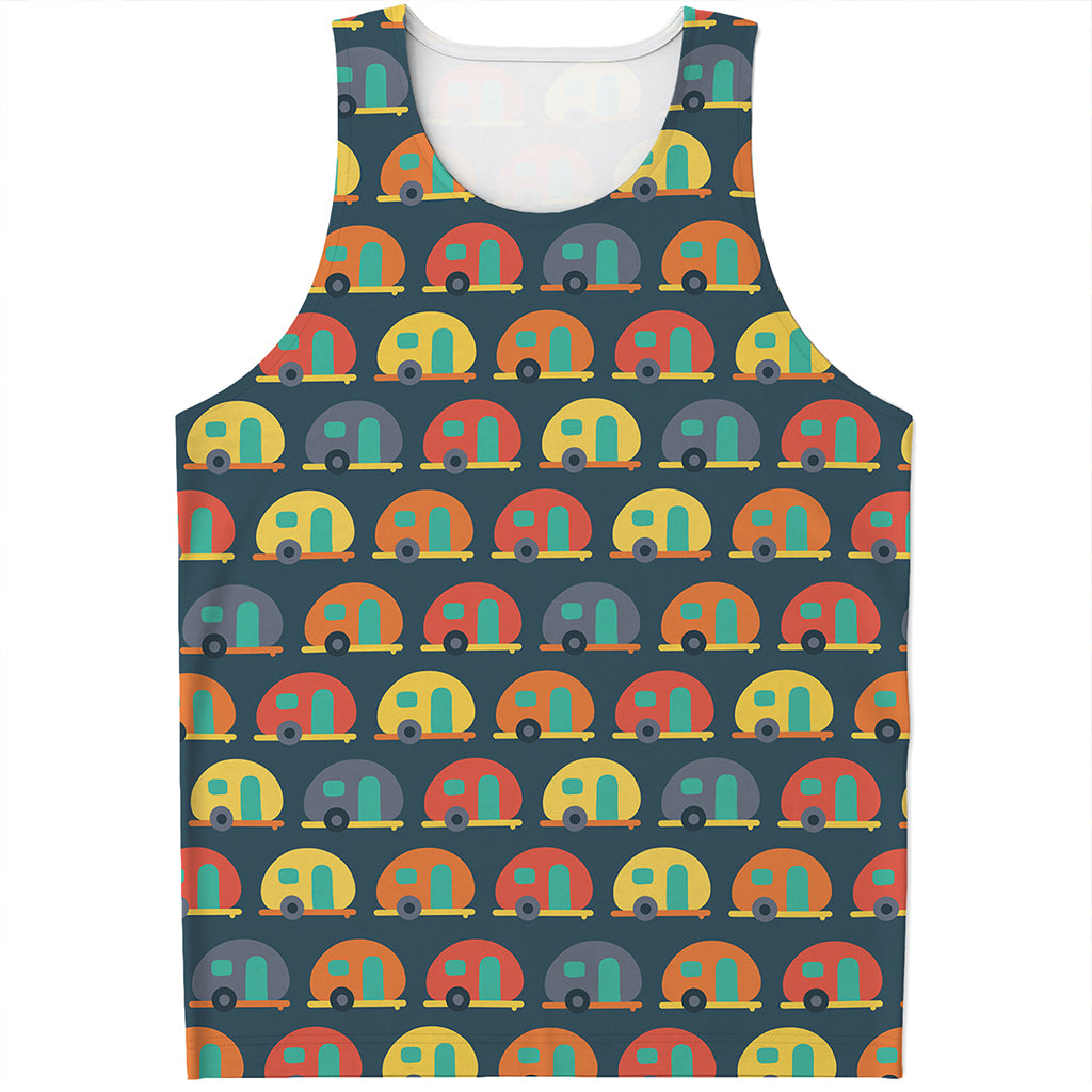 Camping Van Pattern Print Men's Tank Top