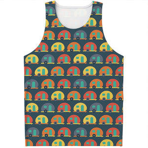 Camping Van Pattern Print Men's Tank Top