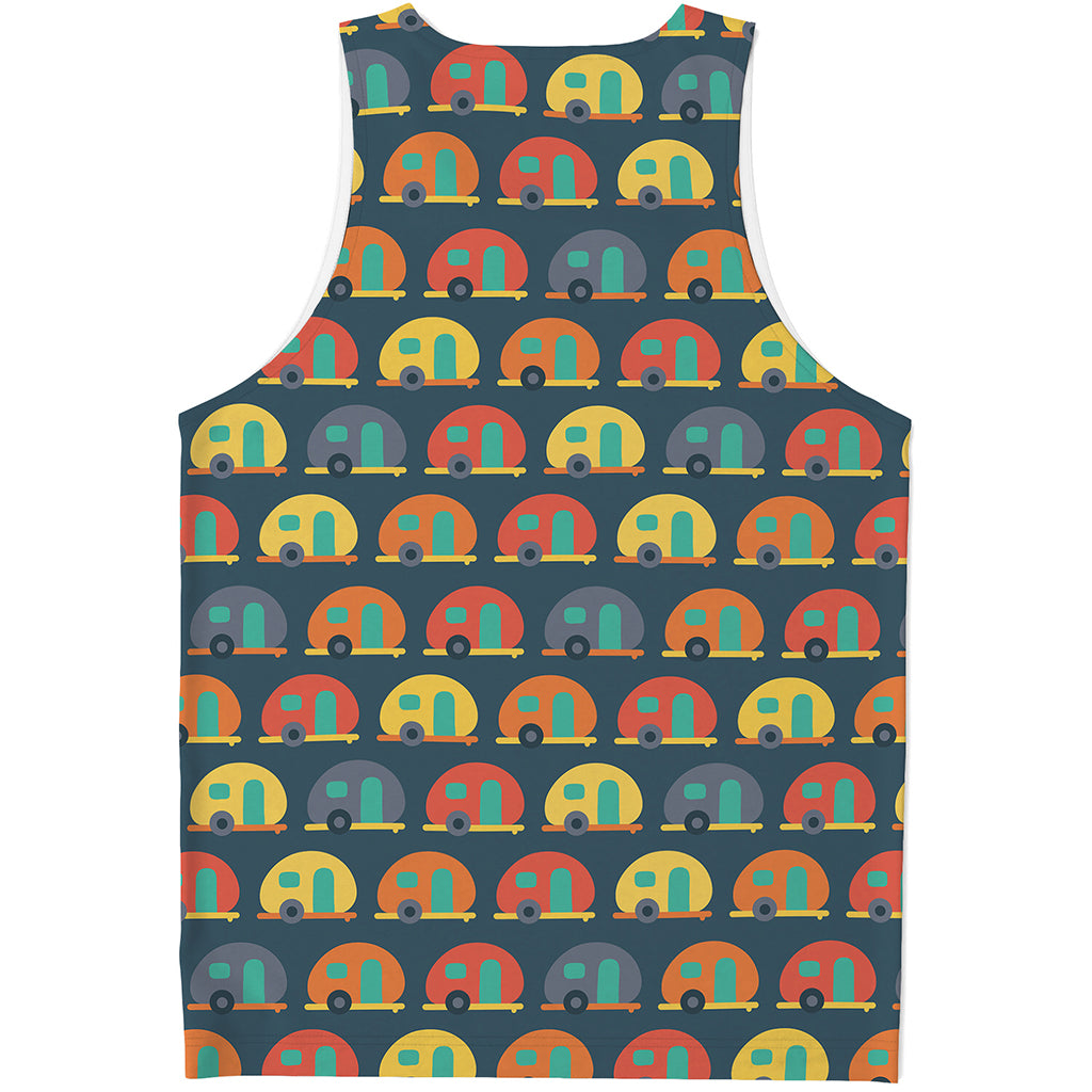 Camping Van Pattern Print Men's Tank Top