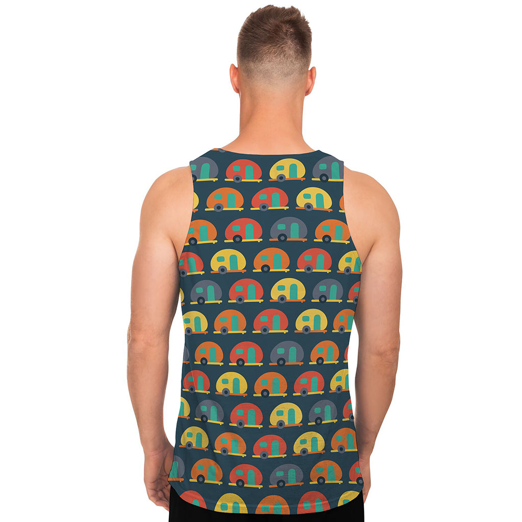 Camping Van Pattern Print Men's Tank Top