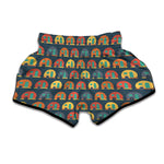 Camping Van Pattern Print Muay Thai Boxing Shorts