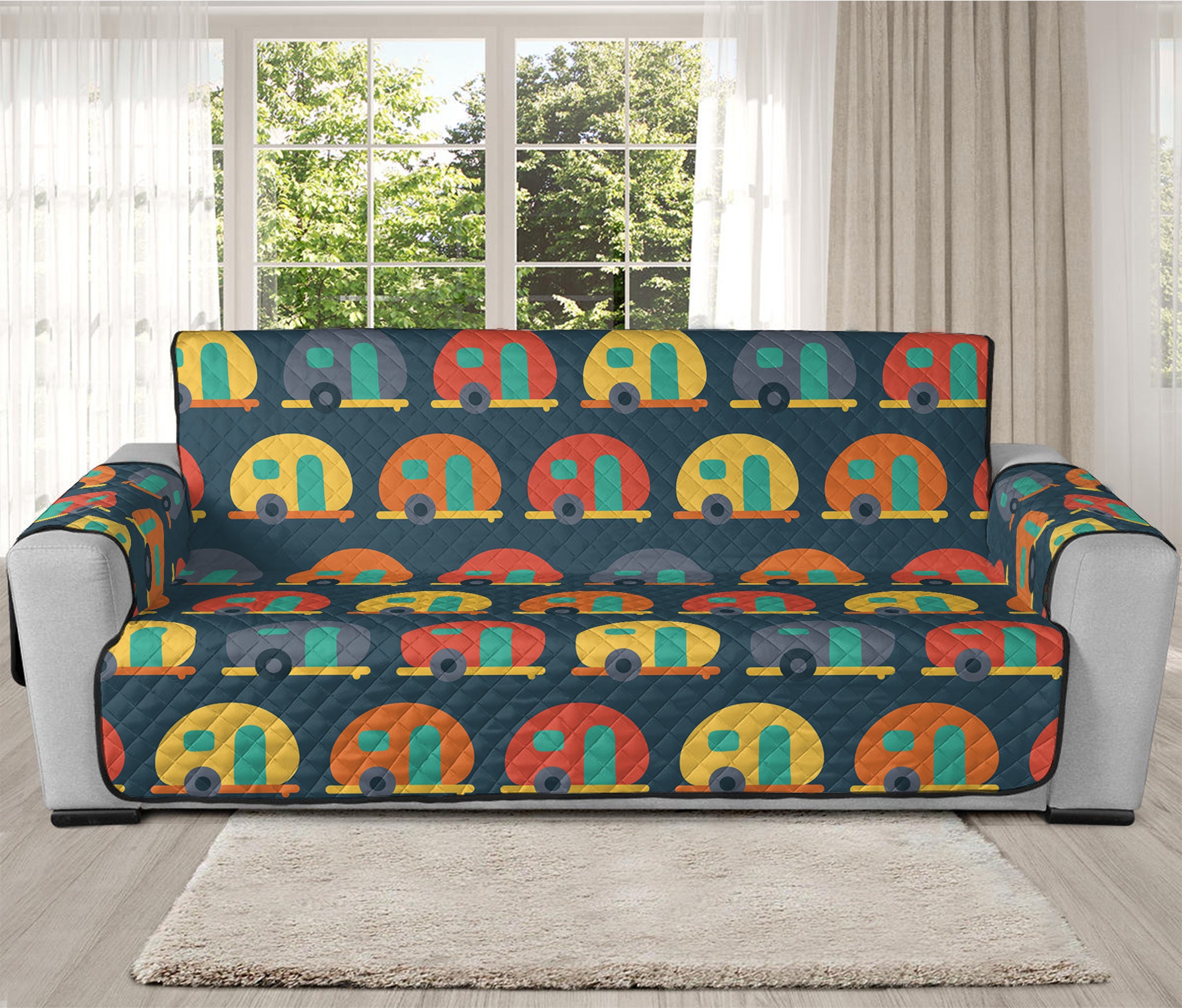 Camping Van Pattern Print Oversized Sofa Protector