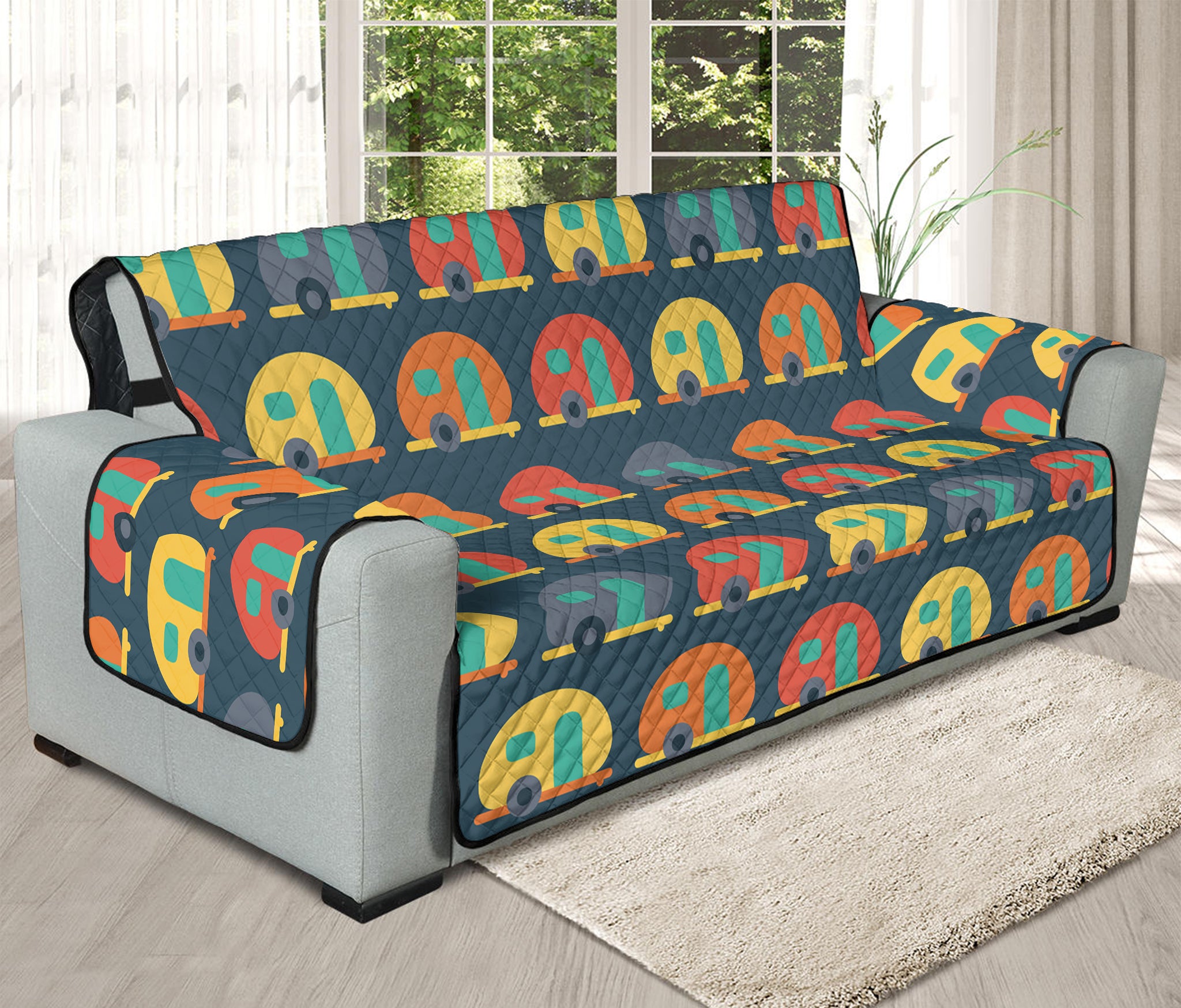 Camping Van Pattern Print Oversized Sofa Protector